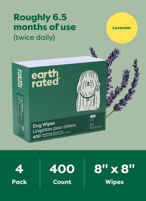 Show full view: Earth Rated Thick Hypoallergenic 3-in-1 Dog Grooming Wipes, Lavender Scented, 400 count slide 8 of 12