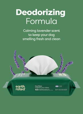 Show full view: Earth Rated Thick Hypoallergenic 3-in-1 Dog Grooming Wipes, Lavender Scented, 400 count slide 6 of 12