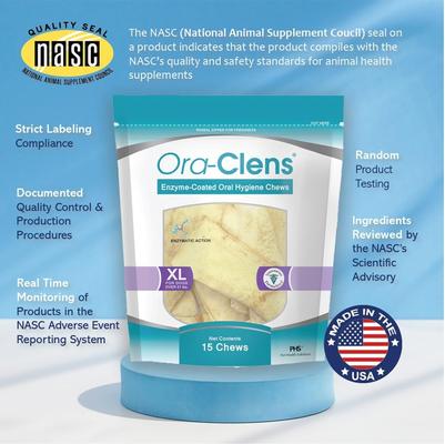 Show full view: Ora-Clens Oral Hygiene X-Large Enzyme Dental Dog Treats, 15 count slide 10 of 11
