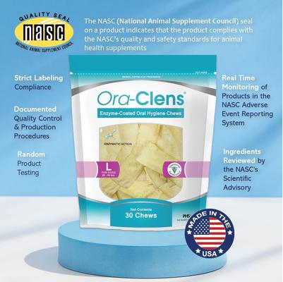 Show full view: Ora-Clens Oral Hygiene Large Enzyme Dental Dog Treats, 30 count slide 10 of 12