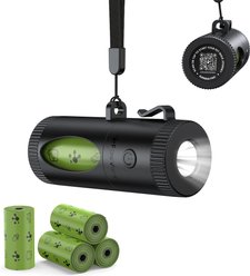 Pawview Dog Bag Holder with Flashlight Dispenser, 60 bags, Lavender Scent, Black