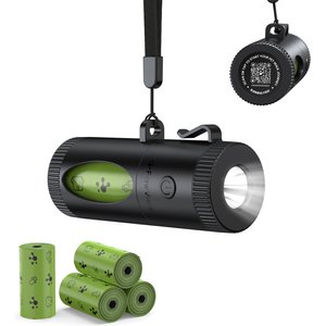 Pawview Dog Bag Holder with Flashlight Dispenser, 60 bags, Lavender Scent, Black