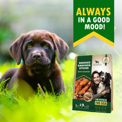 Show full view: Beloved Pets Rawhide Smoke Sticks Wrapped Organic Meat with Chicken Natural Grain-Free Dog Chew Treats, 10.6-oz bag slide 9 of 10