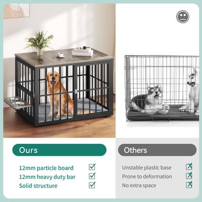 Show full view: Wooflex 4-in-1 Wooden 360° Swivel Bowls Furniture TV Stand 3-Door Dog Crate Furniture, Large: 38.8 inch slide 5 of 7