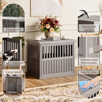 Show full view: KAMABOKO Weatherproof Single Door Furniture Polypropylene Indoor & Outdoor Dog House, Grey slide 2 of 6