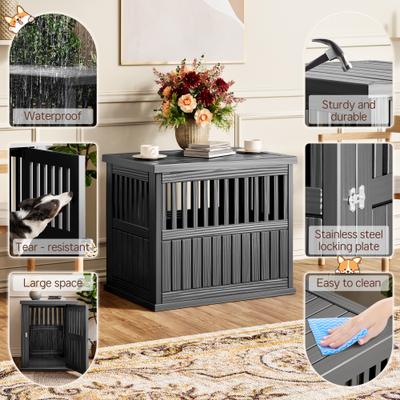 Show full view: KAMABOKO Weatherproof Single Door Furniture Polypropylene Indoor & Outdoor Dog House, Black slide 7 of 7