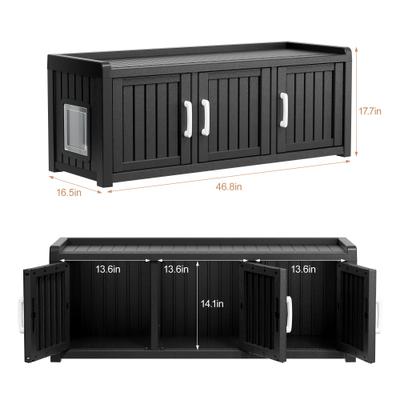 Show full view: KAMABOKO Litter Box Furniture Indoor & Outdoor Two Exits Cat House, Black slide 7 of 7