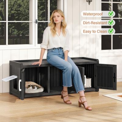 Show full view: KAMABOKO Furniture Blend Cabinet Litter Box Enclosure Polypropylene Indoor & Outdoor Cat House with Two Exits, Black slide 7 of 7