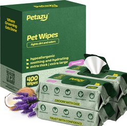 Petazy Extra-Thick Deodorizing Dog Grooming Wipes, Lavender-Scented, 400 count slide 1 of 8