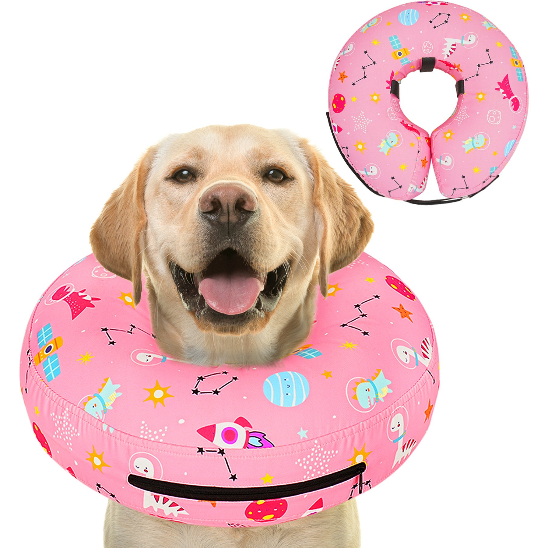 Supet Inflatable Dog Recovery Cone Collar, Pink, XX-Large