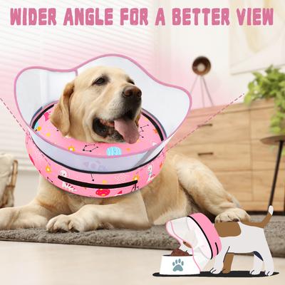 Show full view: Supet Raised Inflatable Dog Recovery Cone Collar for Dogs, Pink, Small: 7 to 10-in neck slide 6 of 8
