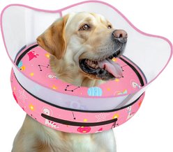 Supet Raised Inflatable Dog Recovery Cone Collar for Dogs, Pink, Small: 7 to 10-in neck