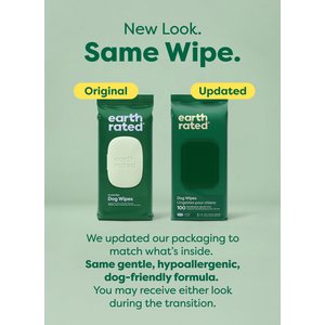 Earth Rated Thick Hypoallergenic 3-in-1 Dog Grooming Wipes, Lavender Scented, 100 count