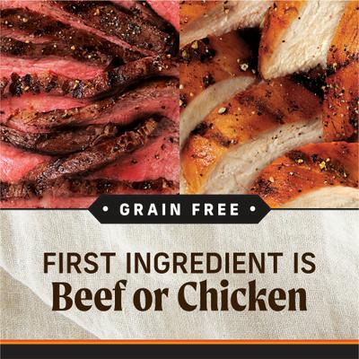 Show full view: Merrick Grain-Free Real Texas Beef & Chicken Dinner Variety Pack Wet Dog Food, 12.7-oz can, case of 12 slide 5 of 12