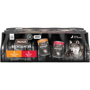 Merrick Backcountry Grain-Free Real Beef & Chicken Dinner Variety Pack Wet Dog Food, 12.7-oz can, case of 12
