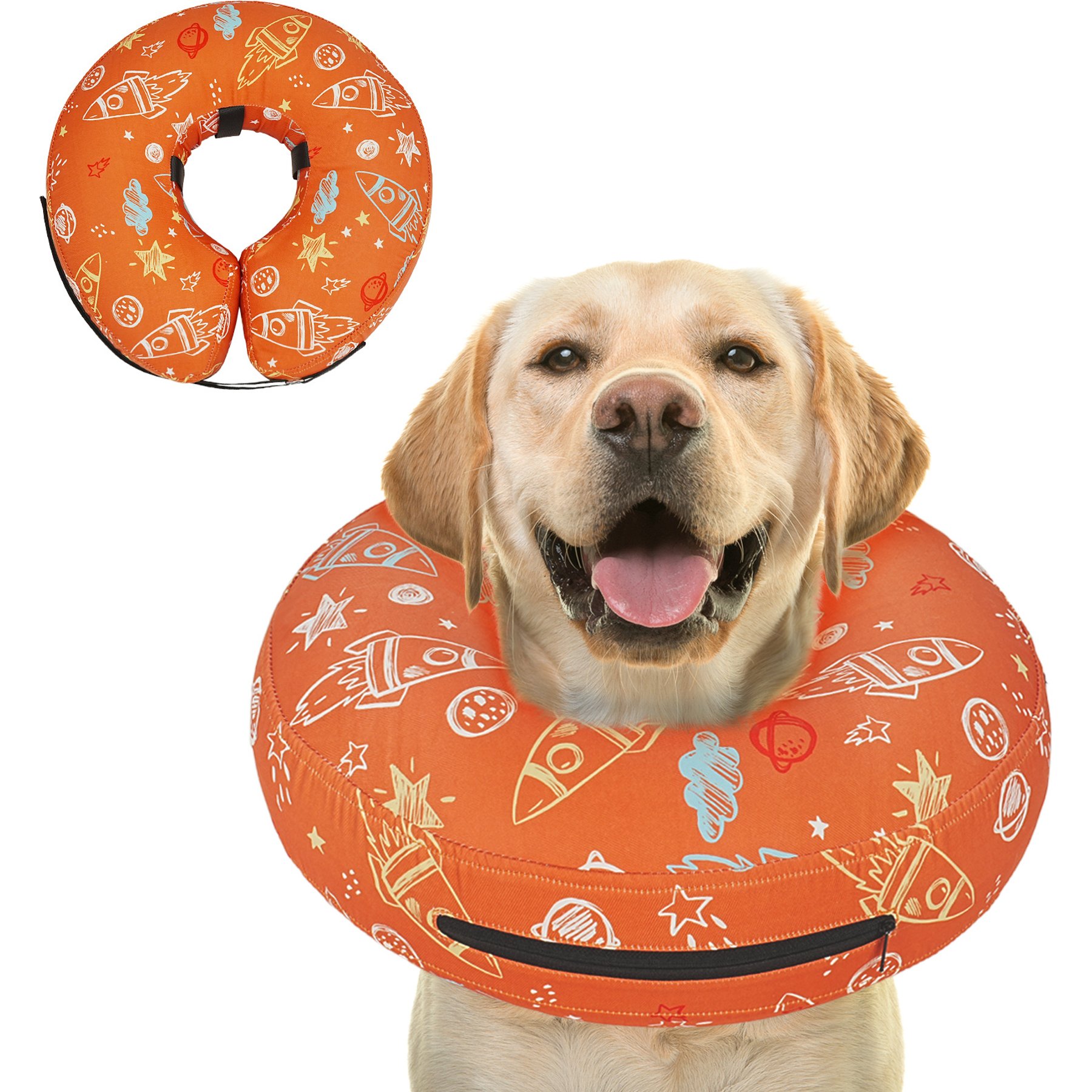 Supet Inflatable Dog Recovery Cone Collar, Orange, XX-Large