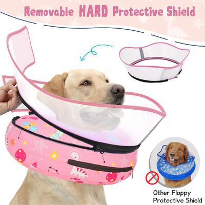 Show full view: Supet Raised Inflatable Dog Recovery Cone Collar for Dogs, Pink, Small: 7 to 10-in neck slide 4 of 8