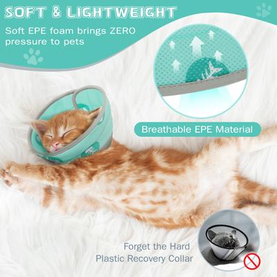 Show full view: Supet Soft Air Mesh Recovery Cone for Cats, Green, Small: 5 to 9-in neck slide 4 of 8