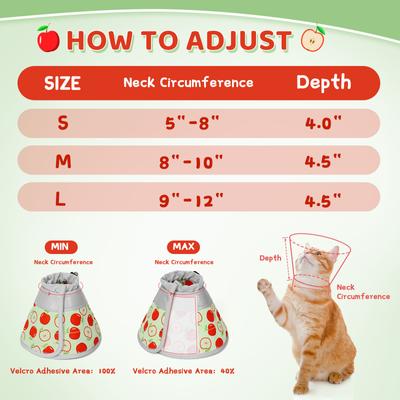 Show full view: Supet Adjustable Recovery Cone for Cats, Apple, Small: 5 to 9-in neck slide 5 of 8