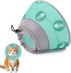 Supet Soft Air Mesh Recovery Cone for Cats, Green, Small: 5 to 9-in neck