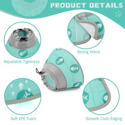 Show full view: Supet Soft Air Mesh Recovery Cone for Cats, Green, Small: 5 to 9-in neck slide 8 of 8