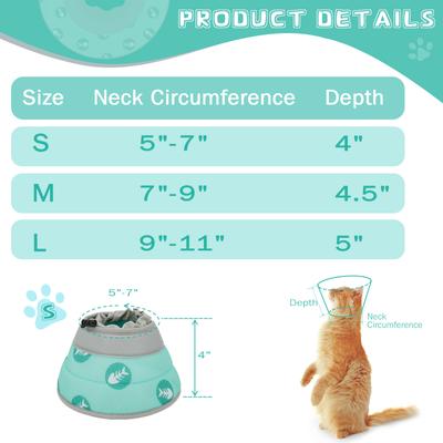 Show full view: Supet Soft Air Mesh Recovery Cone for Cats, Green, Small: 5 to 9-in neck slide 7 of 8