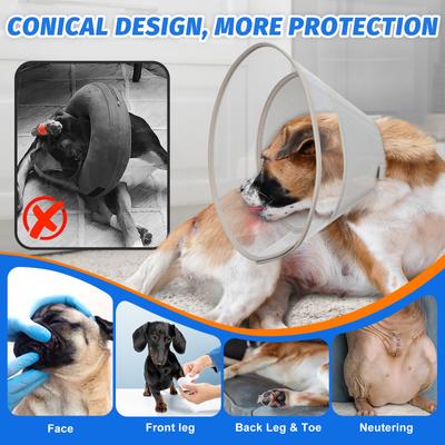 Show full view: Supet Soft Protect Edge Recovery Cone for Dogs, Grey, X-Small: 9.5 to 11.5-in neck slide 3 of 9