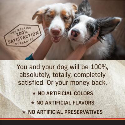 Show full view: Merrick Backcountry Grain-Free Real Beef & Chicken Dinner Variety Pack Wet Dog Food, 12.7-oz can, case of 12 slide 9 of 12