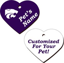 ShopInstaPets Personalized Kansas State Wildcats Heart Shaped 2 Sided Dog ID Tag
