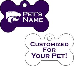 ShopInstaPets Personalized Kansas State Wildcats Bone Shaped 2 Sided Dog ID Tag