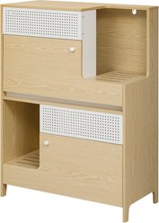 Cesicia Natural 2-in-1 House Side Table Two Small & Medium Sized Cat Litter Box Enclosure with Storage