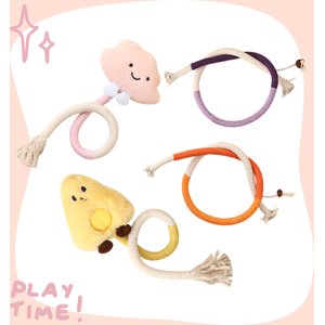 Happy & Polly Interactive Chew & Scratch Teaser Plush Cat Toy with Sisal Rope, 2 count, Pink/Cloud