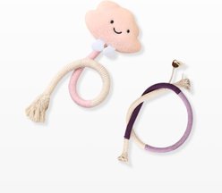 Happy & Polly Interactive Chew & Scratch Teaser Plush Cat Toy with Sisal Rope, 2 count, Pink/Cloud