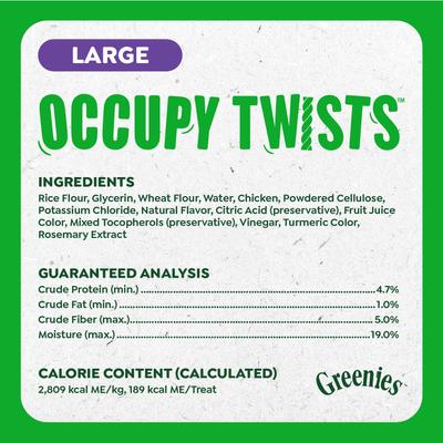 Show full view: Greenies Occupy Twists Chicken Flavor Natural Dog Dental Treats, Large, 8 count slide 7 of 10
