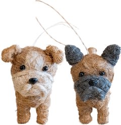 LIKHA English Bulldog & French Bulldog Coco Coir Ornament Set