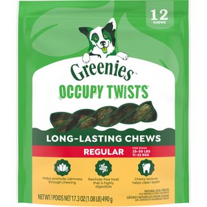 Greenies Occupy Twists Regular Chicken Flavor Natural Long-Lasting Chews Dog Treats, 12 count