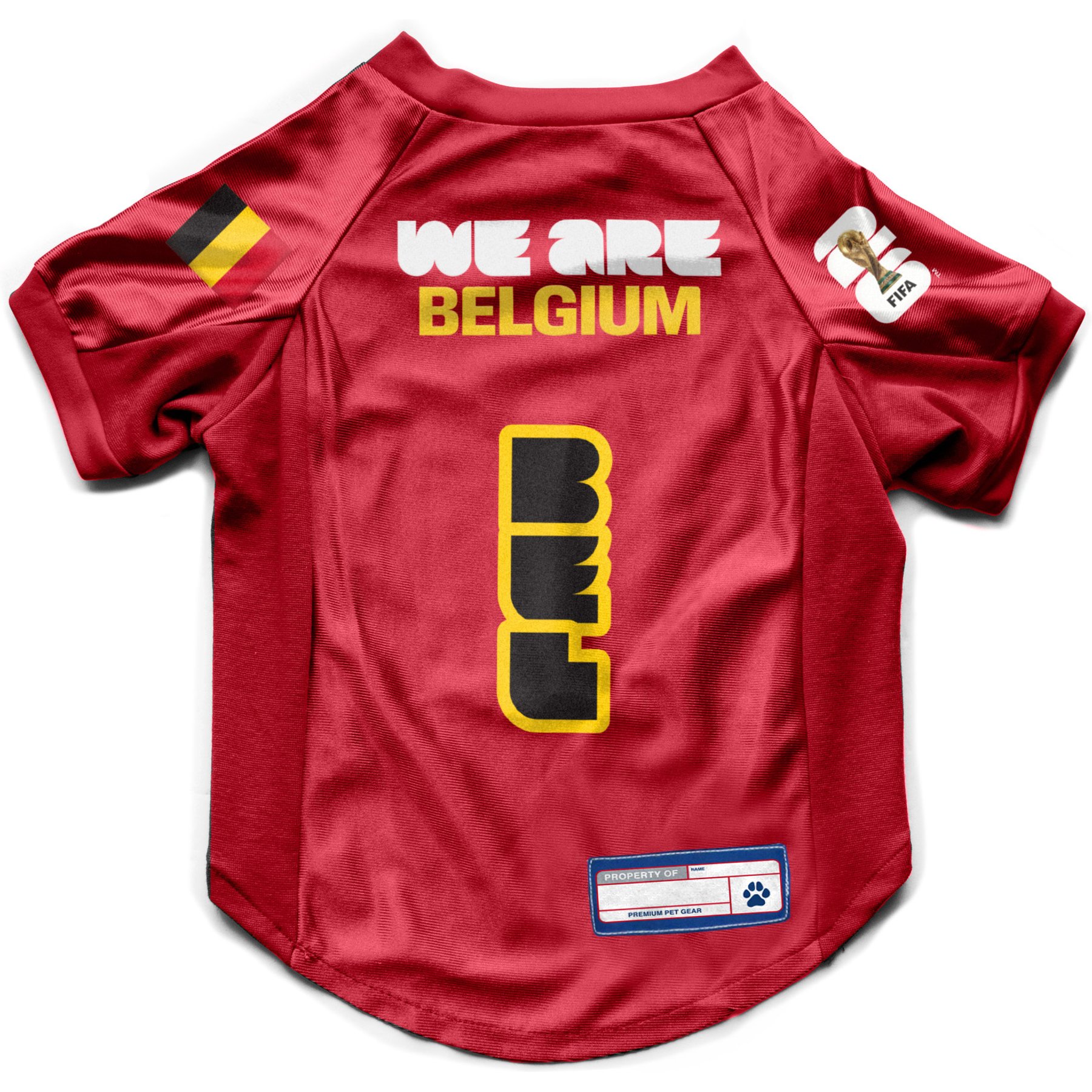 Littlearth FIFA World Cup 2026 Stretch Dog Jersey, Medium, Belgium