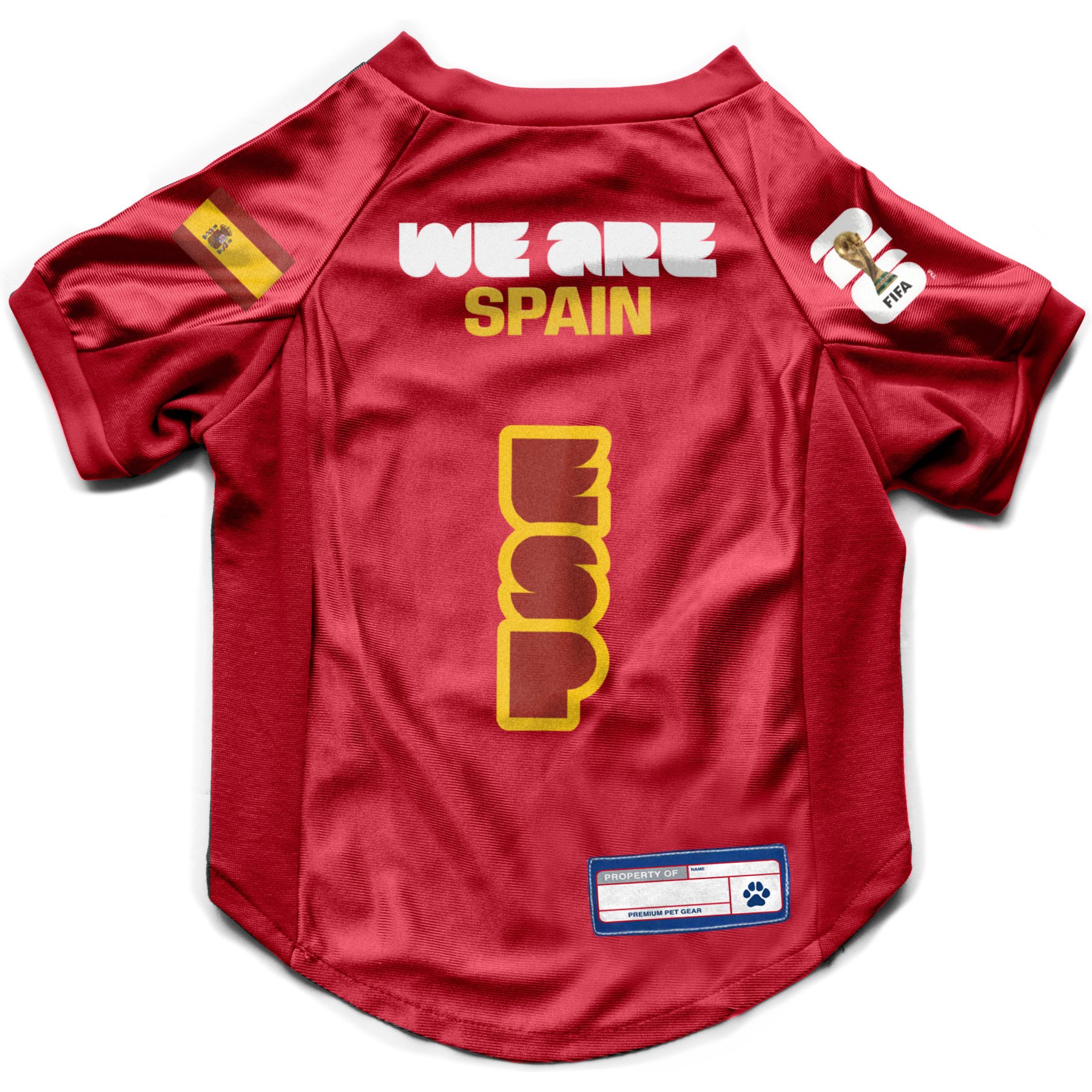 Littlearth FIFA World Cup 2026 Stretch Dog Jersey, Large, Spain