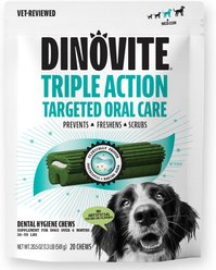 DinoviteTriple Action Oral Care Dog Dental Chew Treats, Medium, 20-oz, 20 count