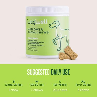 Show full view: WagWell Ahiflower Omega Chews Supplement for Dogs, 60 count slide 8 of 10