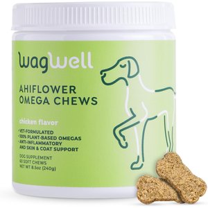 WagWell Ahiflower Omega Chicken Flavored Chews Supplement for Dogs, 60 count