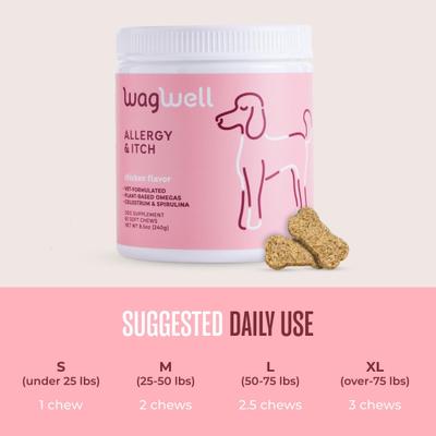 Show full view: WagWell Allergy & Itch Chews Supplement for Dogs, 60 count slide 8 of 9