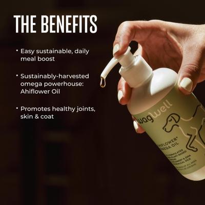 Show full view: WagWell Ahiflower Omega Oil Liquid Supplement for Dogs, 8-fl oz bottle slide 5 of 10