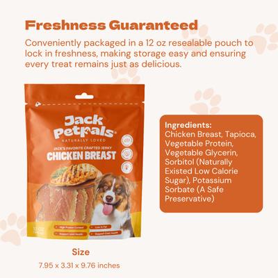 Show full view: Jack PetPals Jack's Favorite Crafted Grain-Free Chicken Breast Jerky Dog Treats, 12-oz slide 8 of 10