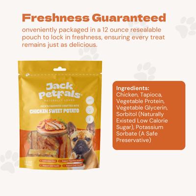Show full view: Jack PetPals Jack’s Favorite Crafted Bite Grain-Free Chicken Sweet Potato Dehydrated Dog Treats, 12-oz slide 8 of 10