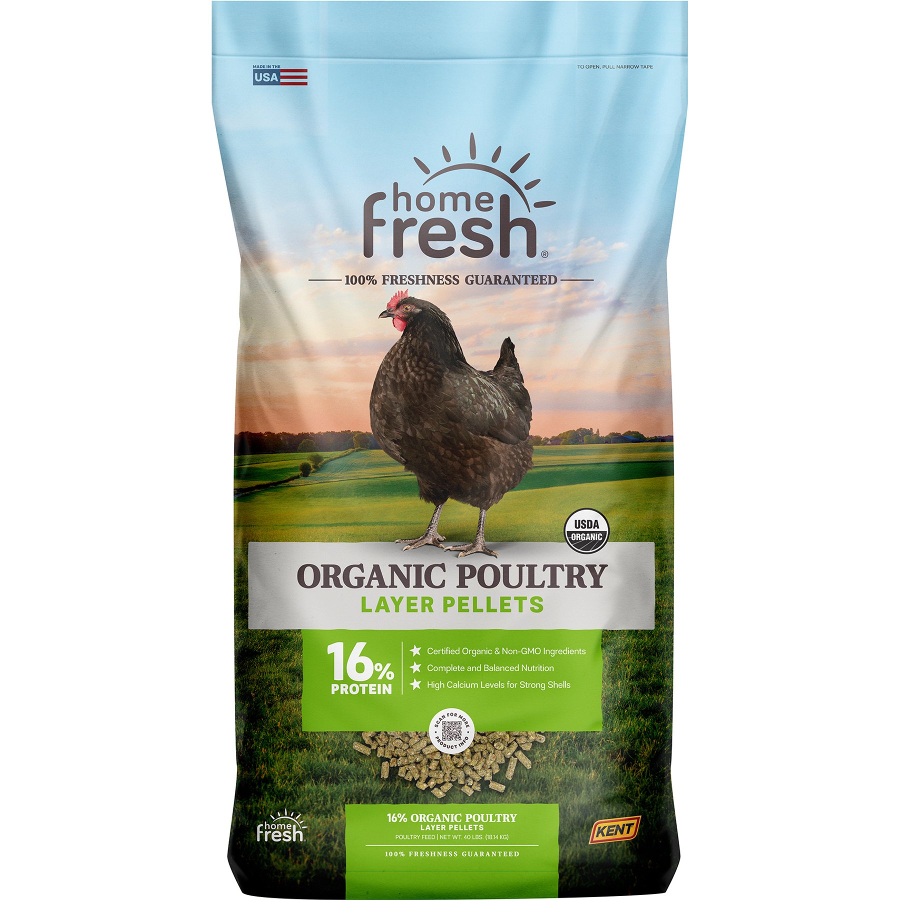 Kent / Blue Seal Home Fresh Organic Chicken 16% Protein Layer Pellet Poultry Food, 40-lb bag