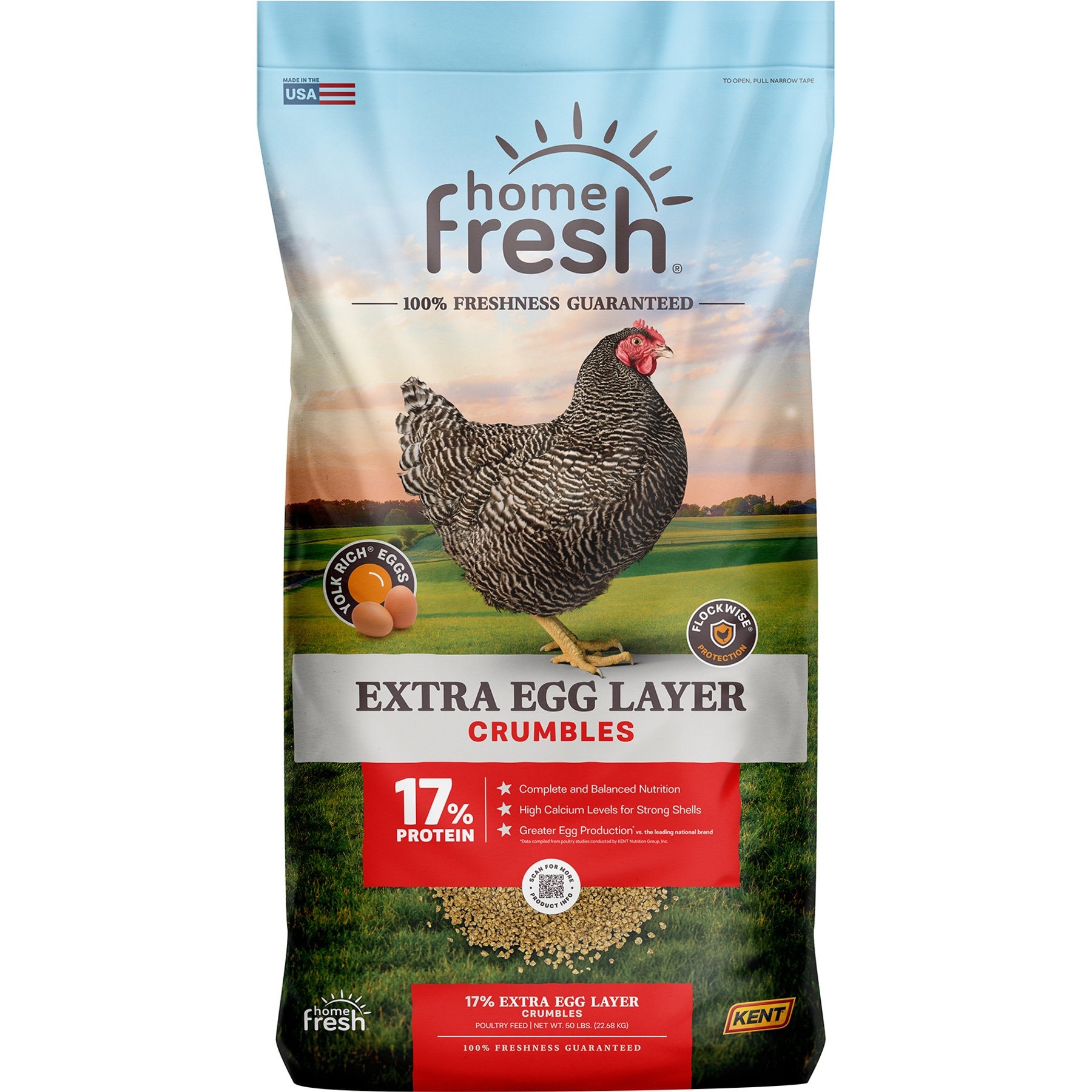 Kent / Blue Seal Home Fresh Extra Egg Layer 17% Protein Crumbles Chicken Feed, 50-lb bag