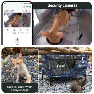 Show full view: Furventi Flagship Eco-Friendly Waterproof Multi-Exit Polyester Outdoor Heated Cat House, Tiger Camouflage, Large slide 6 of 8