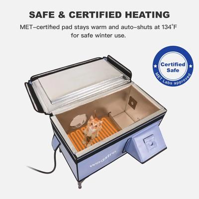 Show full view: Wagstro Elevated Foam Panel Rain Roof Heavy Duty Polyester Outdoor Heated Cat House, Large, Blue slide 6 of 10