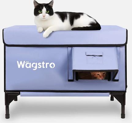 Show full view: Wagstro Elevated Foam Panel Rain Roof Heavy Duty Polyester Outdoor Heated Cat House, Large, Blue slide 4 of 10